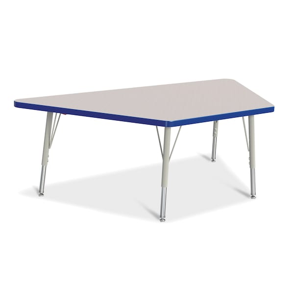 Jonti-Craft Berries Trapezoid Activity Tables, 30 in. x 60 in., E-height, Freckled Gray/Blue/Gray 6443JCE003 - main